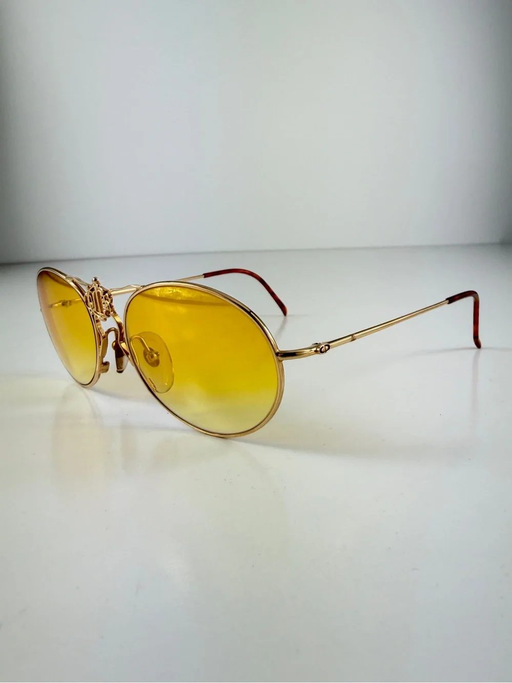 Dior 2640 Royal Crest DeadStock 80s Wire Aviator Custom Sunglasses Lens Full Set